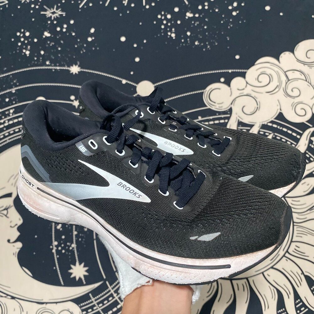 Brooks Ghost 15 1203801B012 Athletic Sneaker Women's 7B Black Mesh Running Gym